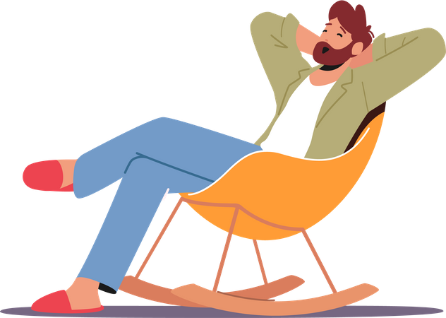 Relaxed Male sitting on chair comfortably  Illustration