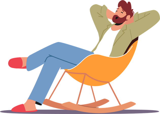 Relaxed Male sitting on chair comfortably  イラスト