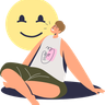 illustration relaxed man smiling
