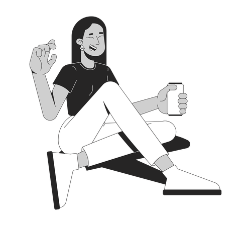 Relaxed middle eastern woman enjoying drink  Illustration