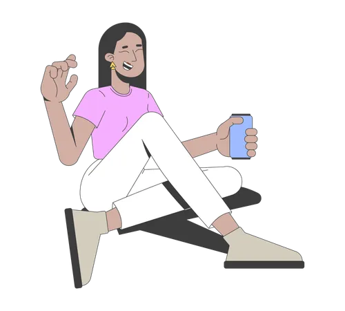 Relaxed middle eastern woman enjoying drink  Illustration