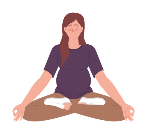 Relaxed pregnant woman sitting in lotus pose  Illustration