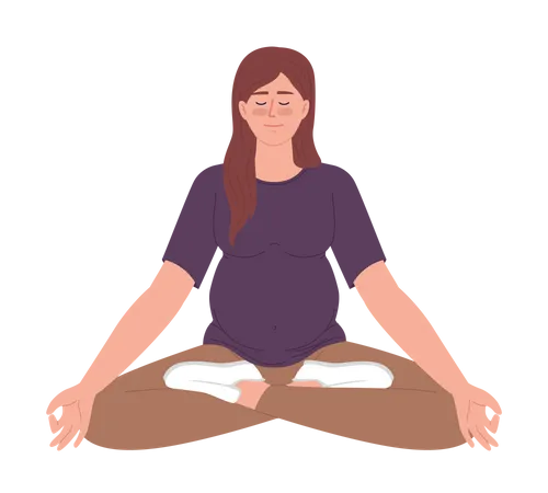 Relaxed pregnant woman sitting in lotus pose  Illustration