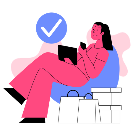 Relaxed Shopper with Purchase Approval  Illustration