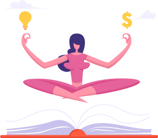 Relaxed woman doing yoga to be stress free  Illustration