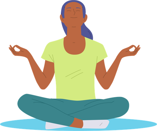 Relaxed woman meditating opening heart to love  Illustration