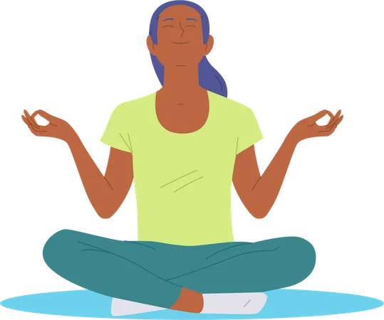 Relaxed woman meditating opening heart to love  Illustration