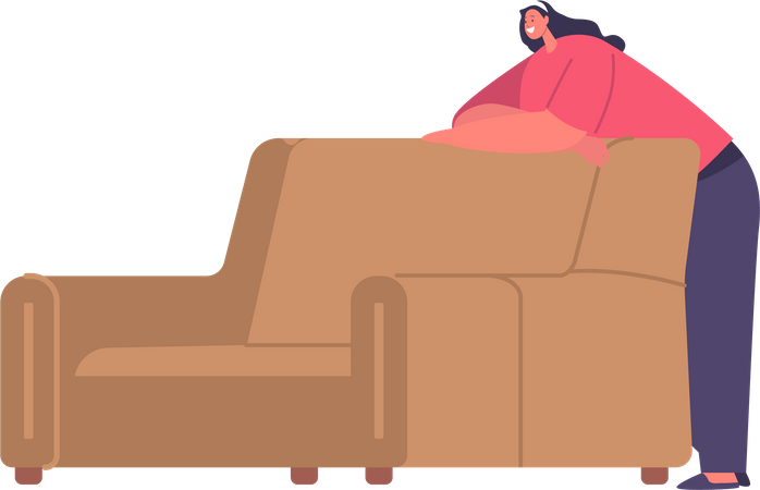 Relaxed woman reclining comfortable sofa  일러스트레이션