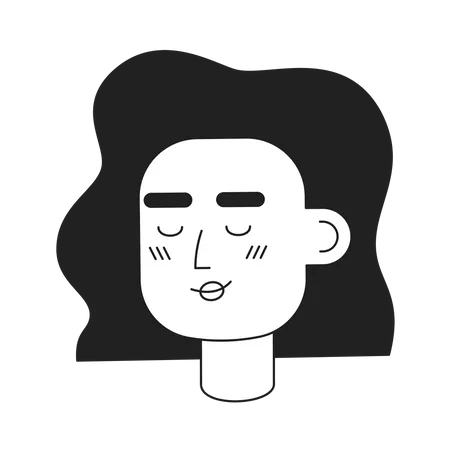 Relaxed Woman With Closed Eyes Monochromatic Flat Vector Character Head Black White Avatar Icon Editable Cartoon User Portrait Simple Lineart Ink Spot Illustration For Web Graphic Design Animation Illustration