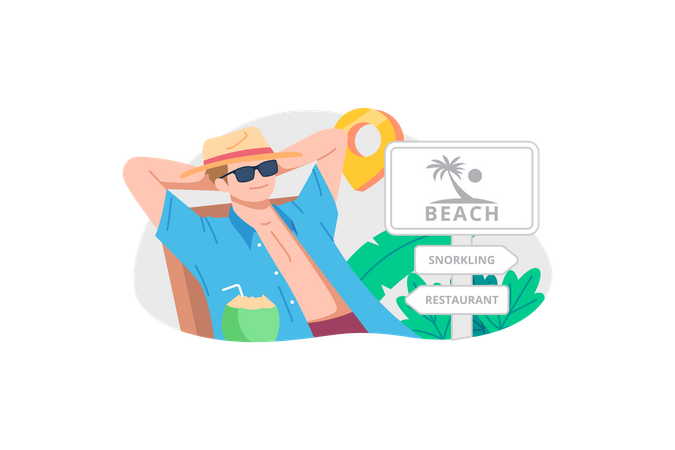 Relaxing at beach  Illustration