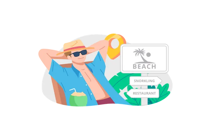 Relaxing at beach  Illustration