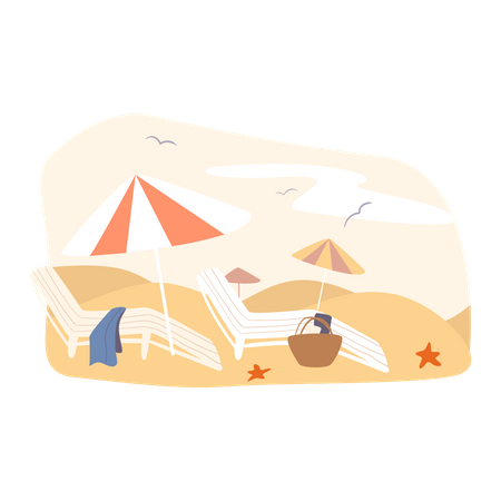 Relaxing chair at beach Illustration