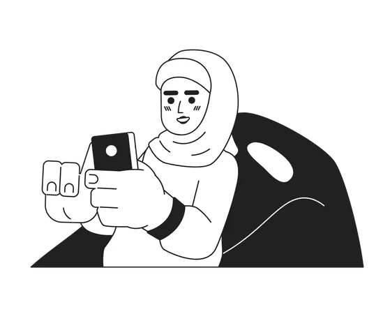 Relaxing hijab girl on beanbag chair  Illustration