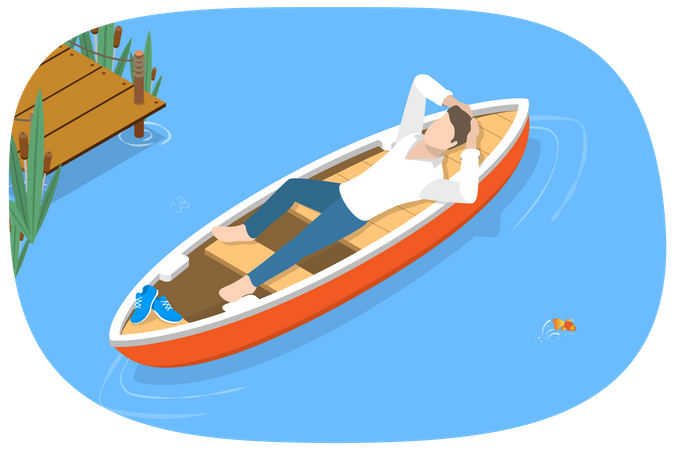 Relaxing Lying On Boat  Illustration