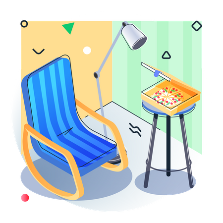 Relaxing place with pizza Illustration