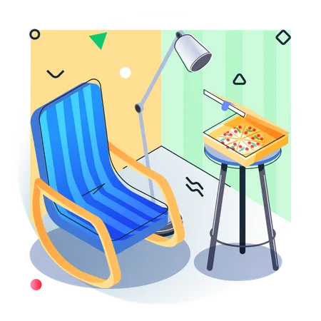 Relaxing place with pizza  Illustration