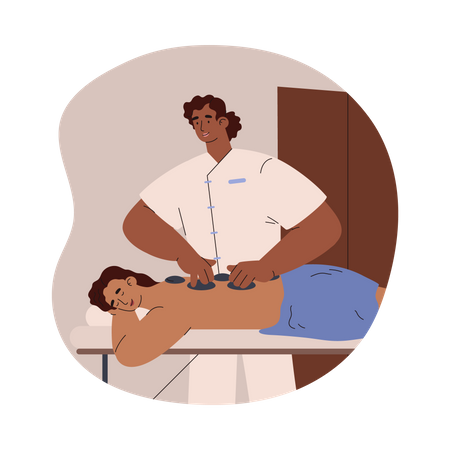 Relaxing woman getting back massage  Illustration