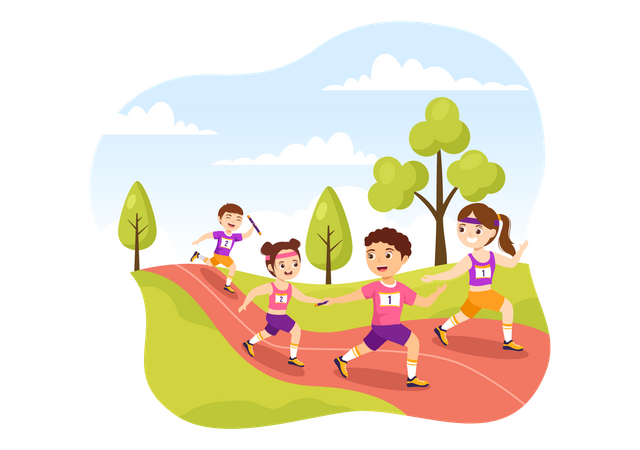 Relay Race Sports  Illustration