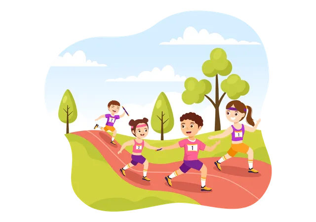 Relay Race Sports  Illustration