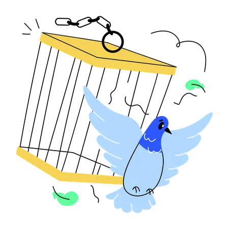 Releasing bird  Illustration