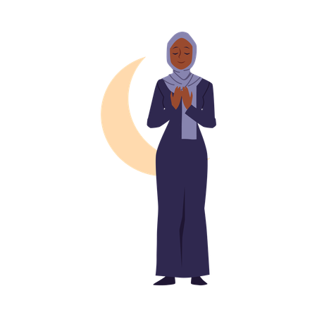 Religious Arab Muslim woman praying  Illustration