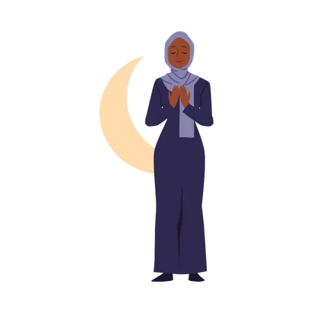 Religious Arab Muslim woman praying  Illustration