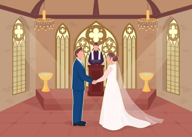 Religious wedding ceremony Illustration