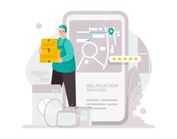 Relocation service application  Illustration