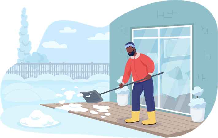 Remoção de neve da varanda  Ilustração