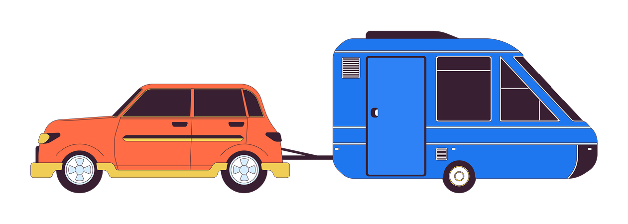 Voiture tirant une remorque  Illustration