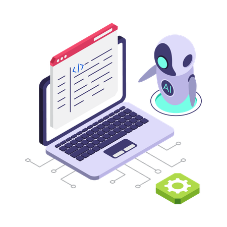 Remote AI Control Robot  Illustration