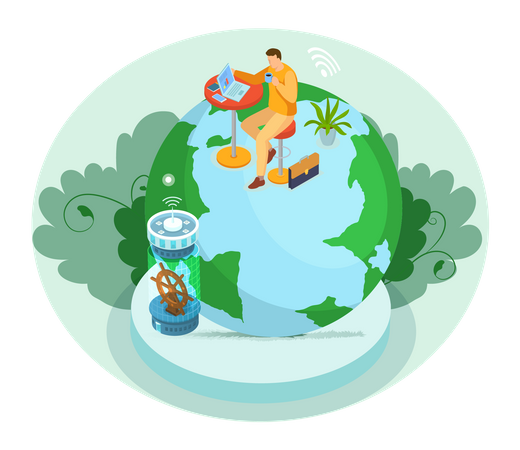 Remote business teleworkers connecting online  일러스트레이션