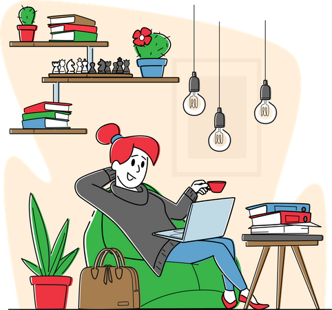 Remote Freelance Work or Coworking Area  Illustration