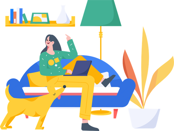 Remote-Job mit Arbeit von zu Hause aus  Illustration