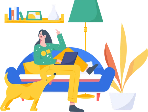 Remote job conducting work from home  Illustration