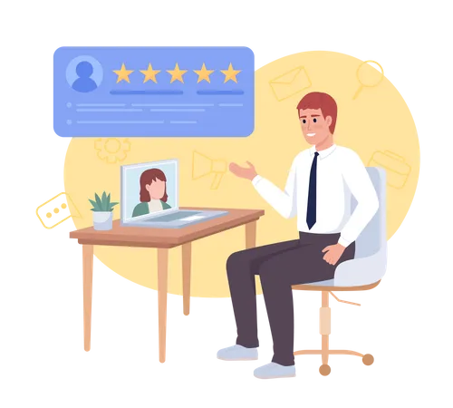 Remote Job Interview 2 D Vector Isolated Illustration HR Manager Satisfied With Candidate Flat Characters On Cartoon Background Colorful Editable Scene For Mobile Website Presentation Illustration