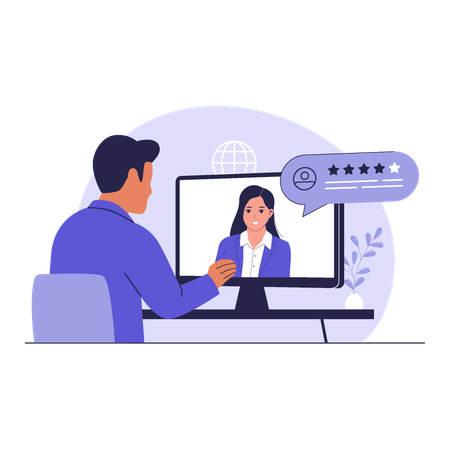 Remote Job Interview via Video Call  Illustration
