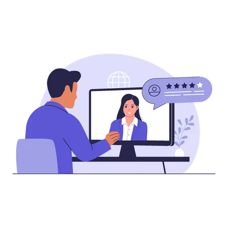 Remote Job Interview via Video Call  Illustration