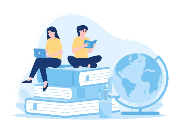 Learn To Use A Laptop And Global Trending Concept Flat Illustration Illustration