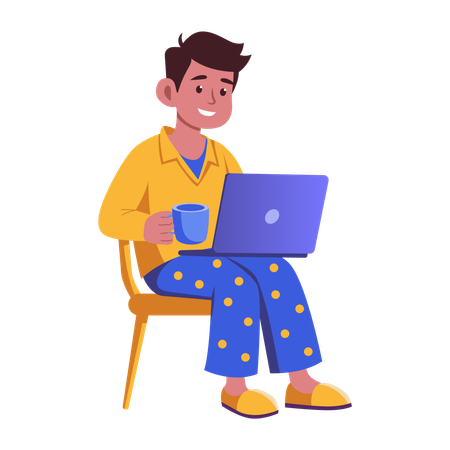 Remote-Mitarbeiter arbeitet am Laptop  Illustration