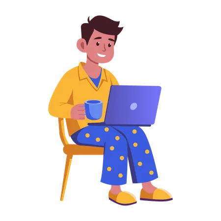 Remote-Mitarbeiter arbeitet am Laptop  Illustration