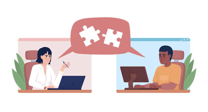 Remote-Mitarbeiter haben Kommunikationsbarrieren  Illustration