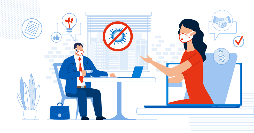 Remote Negotiation in business deal  Illustration