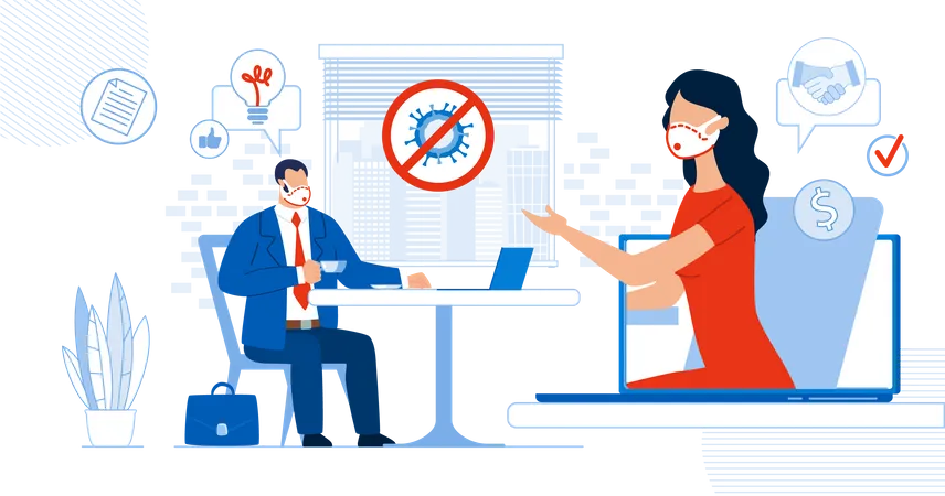 Remote Negotiation in business deal  Illustration