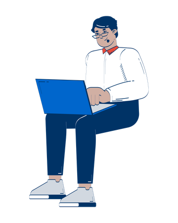 Remote office worker using laptop  Illustration