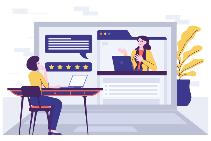 Remote Recruitment Online Interview  Illustration