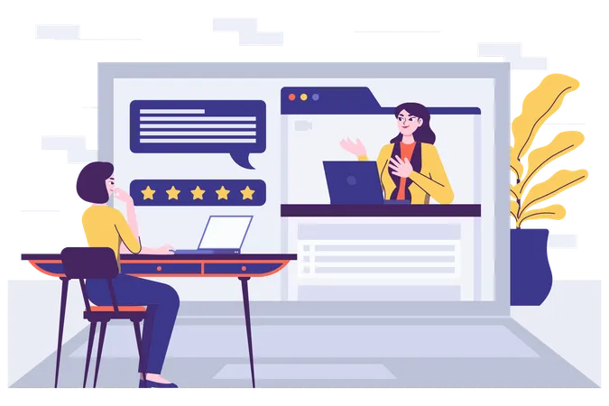 Remote Recruitment Online Interview  Illustration