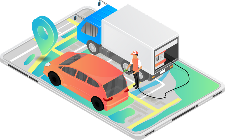 Remote refueling via smartphone  Illustration