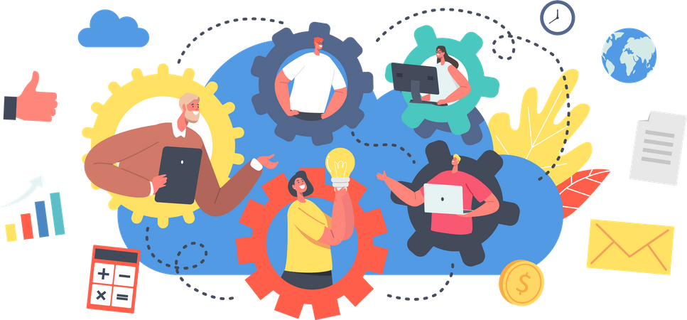 Remote Team Working  Illustration