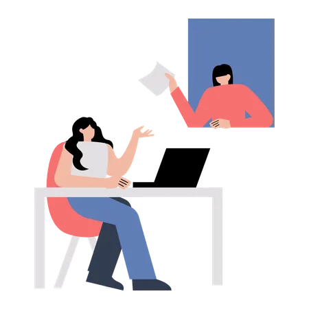 Remote Work Collaboration possible with employees through internet  Illustration